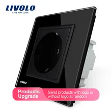 Livolo гнездо питания стандарта ЕС, белая кристальная стеклянная панель, AC 110~ 250V 16A настенная розетка питания, VL-C7C1EU-11