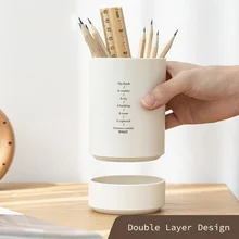 

Double Layer Multi Function Pen Pencil Holder Organizer Eraser Paper Clip Container Storage Box Brush Pot For Office Study