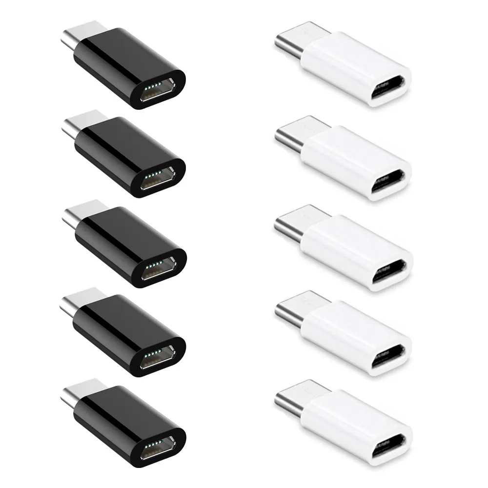 Ouhaobin 10 шт USB-C type-C к Micro USB адаптер для зарядки данных для samsung Galaxy S9 USB конвертер адаптер зарядное устройство для телефона - Цвет: BK WH