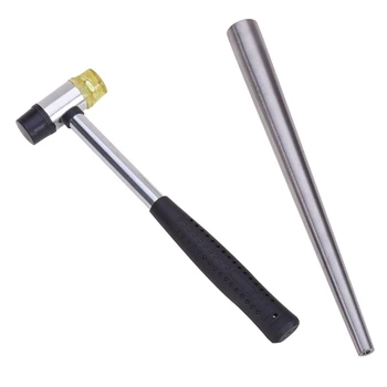 

2Pcs/Set Jewelry Tools Equipment Iron Ring Enlarger Stick Mandrel Sizer Installable Two Way Rubber Steel Handle Hammer