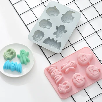

6 Cavity Halloween Silicone DIY Soap Mould Fondant Cake Mold Handmade Soap Mold Sugar Chocolate Bakeware Baking Tool