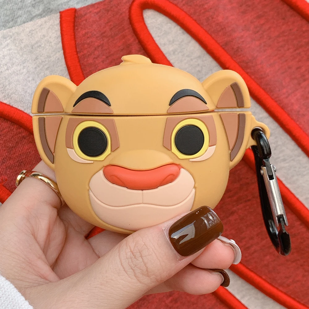 Силиконовый чехол для наушников Airpods, чехол для 3D мультфильма Simba, защитный чехол для Apple Air Pods для Earpods, чехол