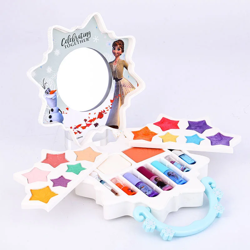 New Disney princess girls frozen 2 elsa anna Suitcase snowflake Makeup set kids Beauty pretend play Gift toy