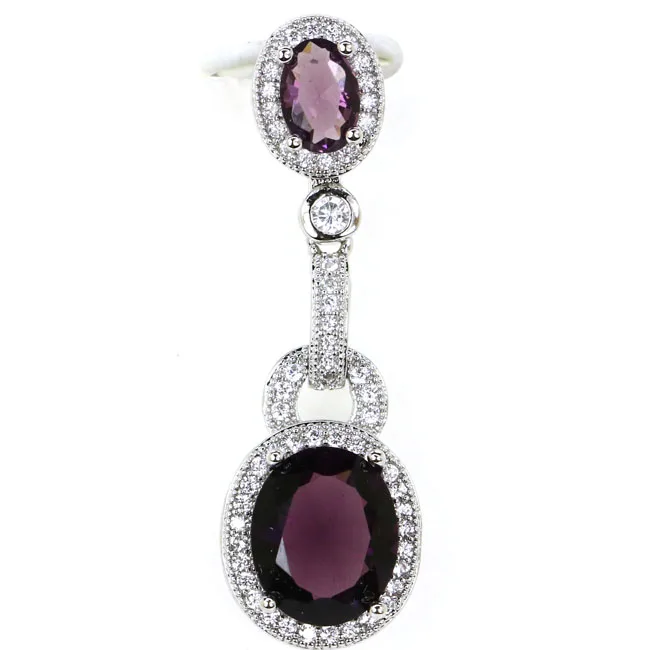 Серебряный кулон для девочек 39x12 мм с аметистом|heart silver|pendant 925pendant woman |