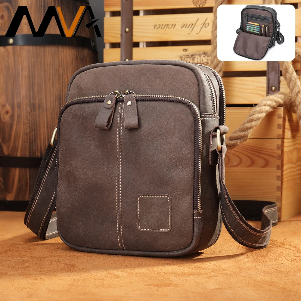 

MVA Men's Shoulder Genuine Leather Bags Flap Small Male Crossbody Bags For Men Casual Cowhide Mens Messenger Bag High End Brand