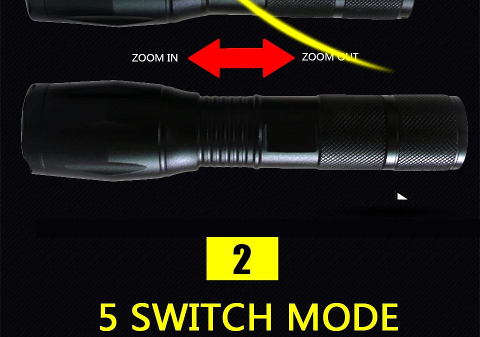 Светодиодный светильник-вспышка, ультра яркий фонарь XM-L T6, XM-L2-U3, охотничий, походный светильник, 5 режимов переключения, масштабируемый велосипедный светильник с батареей 18650