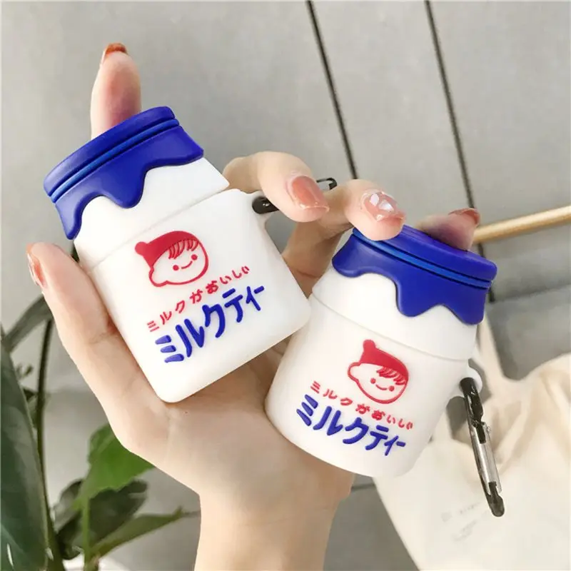 

For AirPods Case Cartoon Milk bottle Protective Cover For Airpods 12