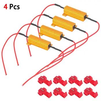 

4X 50W LED Reverse Brake Turn Signal Light Load Resistor Fix Error Fast Flash 7507 BAU15s PY21W 1157 7443 7440 3157 3156