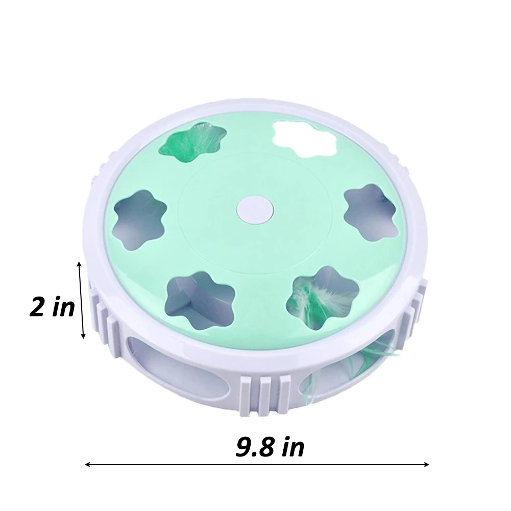 

Funny Pet Toys 360° Rotate Round Electric Turntable Feather Glowing Teasing Pet Products LED Interactive Automatic Toys