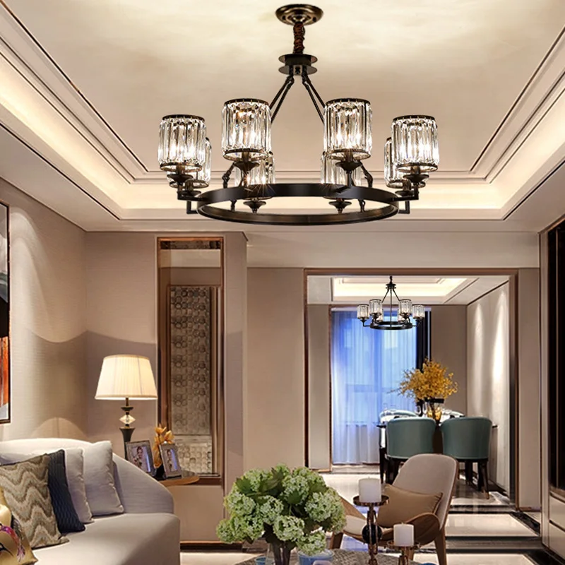 Modern crystal chandelier lighting for hall black chandelier living room chandelier ceiling bedroom pendant lamp kitchen fixture