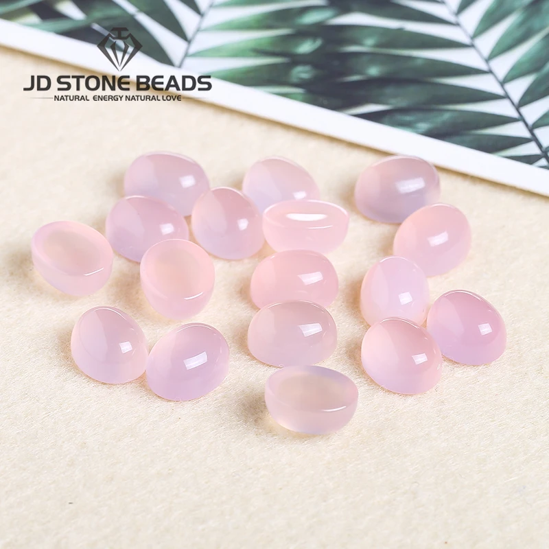 10pcs Pink Agate Cabochon Round/Oval/Drop Shape Natural Stone Beads For Jewelry Making Ring Pendant Accessories | Украшения и
