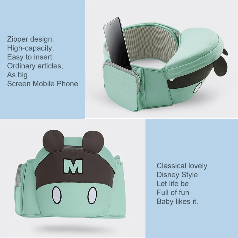 Disney от 0 до 36 месяцев лук дышащий передняя сторона Хипсит для переноски детей 20 кг младенческой Удобный слинг рюкзак Сумка переноски