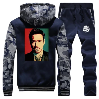 

Iron Man Men's Camo Sets Tony Stark Thick Warm Jackets Fleece Hoodies Fitness Cool Streetwear 2019 Winter Fashion Sportsman Wear