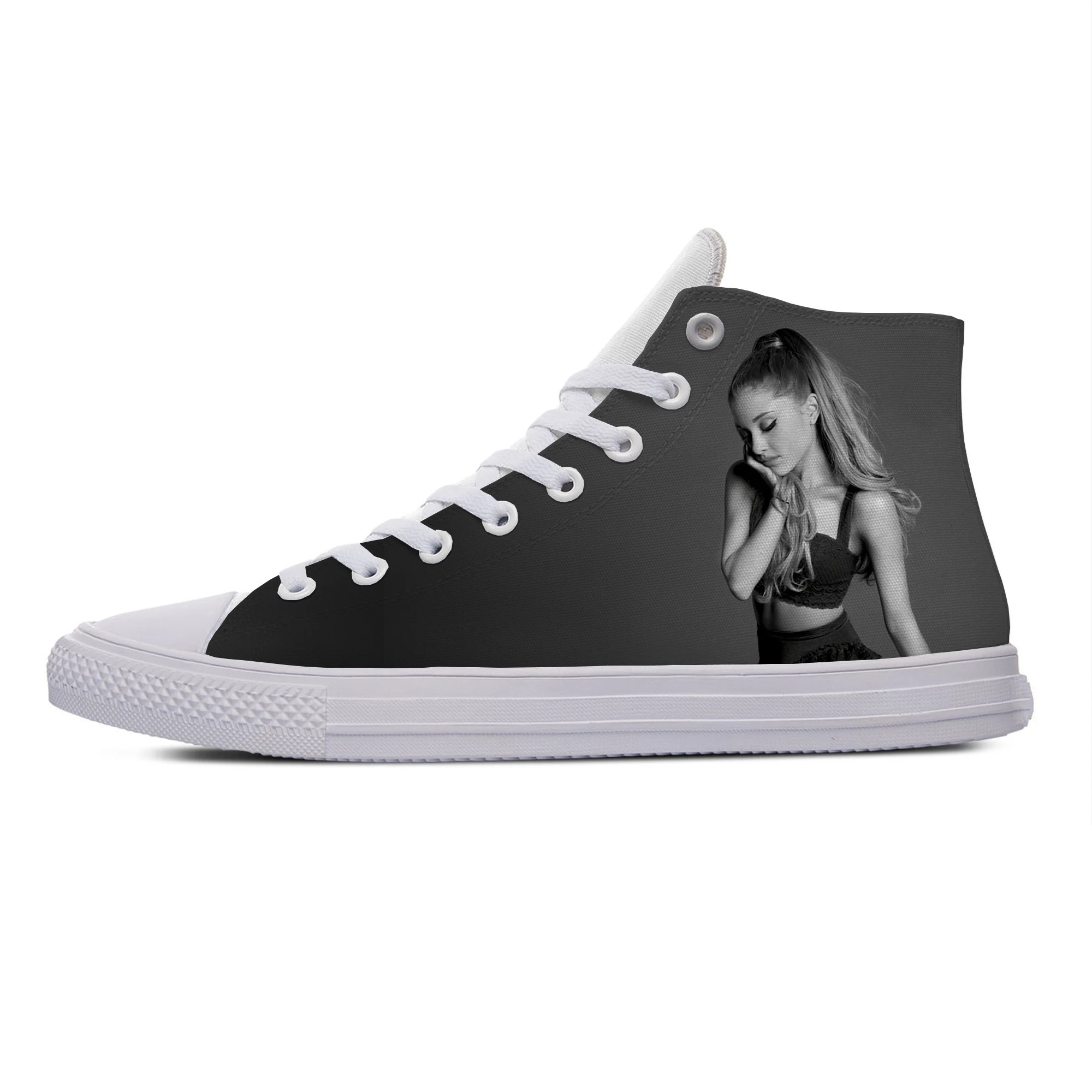 

Pop Singer Ariana Grande Hot Cool Fashion Casual Canvas Shoes High Top Breathable Lightweight Sneakers 3D Print For Men Women