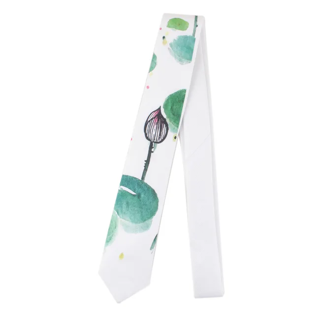 Men's Printed Tie Casual Banquet Suit Shirt Accessories Yarn-dyed Polyester Silk White Fine Novelty Landscape Painting Necktie 211093