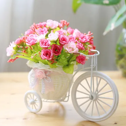 Diamond rose pink Плетеные тарелки Белый велосипед искусственный цветок «Роза» домашняя гостиная Свадебные настольные творческие украшения подарок для гостей - Цвет: Diamond rose pink