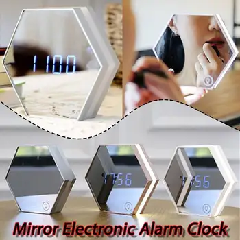 

LED Mirror Alarm Clock Digital Snooze Table Clock Wake Up Light Electronic Large Time Temperature Display Home Decoration Clock