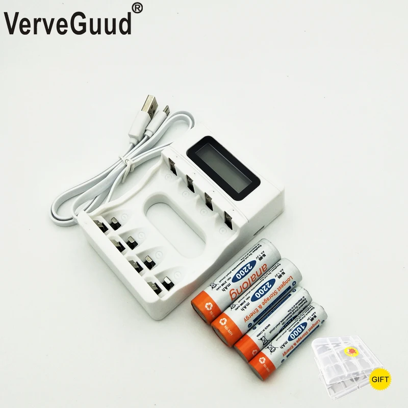 VerveGuud 4 слота Ulrea быстрый смарт интеллигентая (ый) Батарея Usb Зарядное устройство с