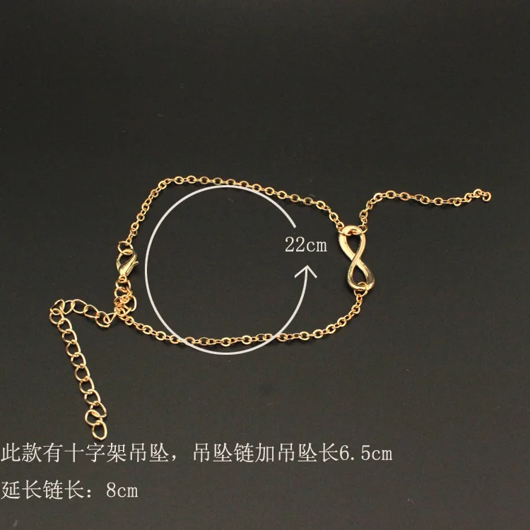 E0019-Accessories популярности крест моды и личности верситиловый милый лук ножной браслет женщин
