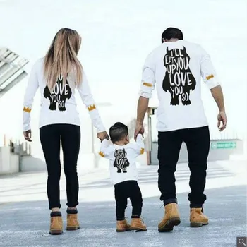

Dad Mom Baby Cartoon T-Shirt Clothing for Family Matching Outfits Clothes Mother Daughter Father Son Look Mommy and Me Shirt
