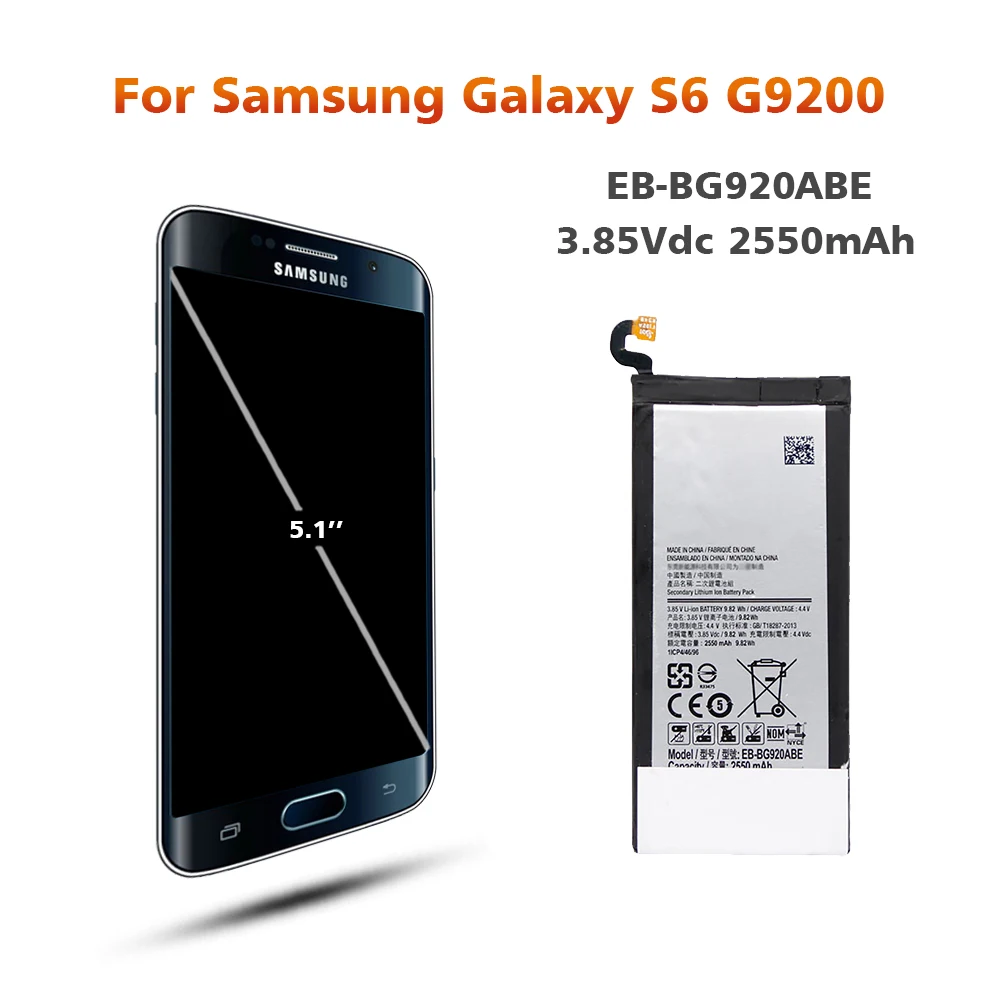 Оригинальный аккумулятор для SAMSUNG G920 Samsung Galaxy S6 G9200 G920I G920A 2550 мА/ч Сменный телефона