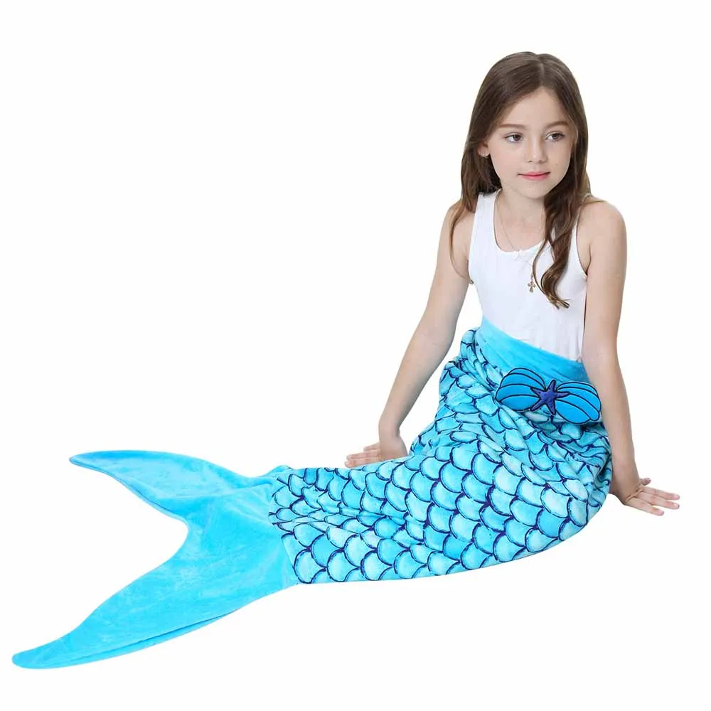Lannidaa одеяло рыбий хвост русалки из флиса переносное одеяло "Русалка" для детей на кровать плед - Цвет: Color 10