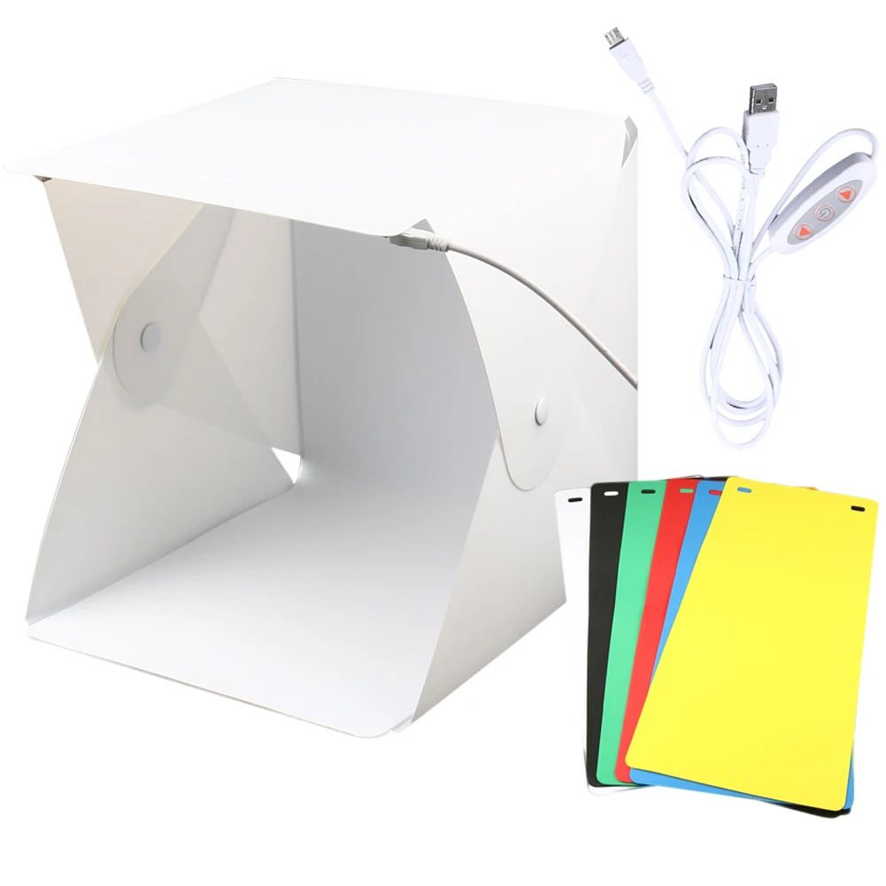 

Mini Folding Studio Diffuse Lightbox with Dual LED Light Photography Background Photo Studio Box 8899