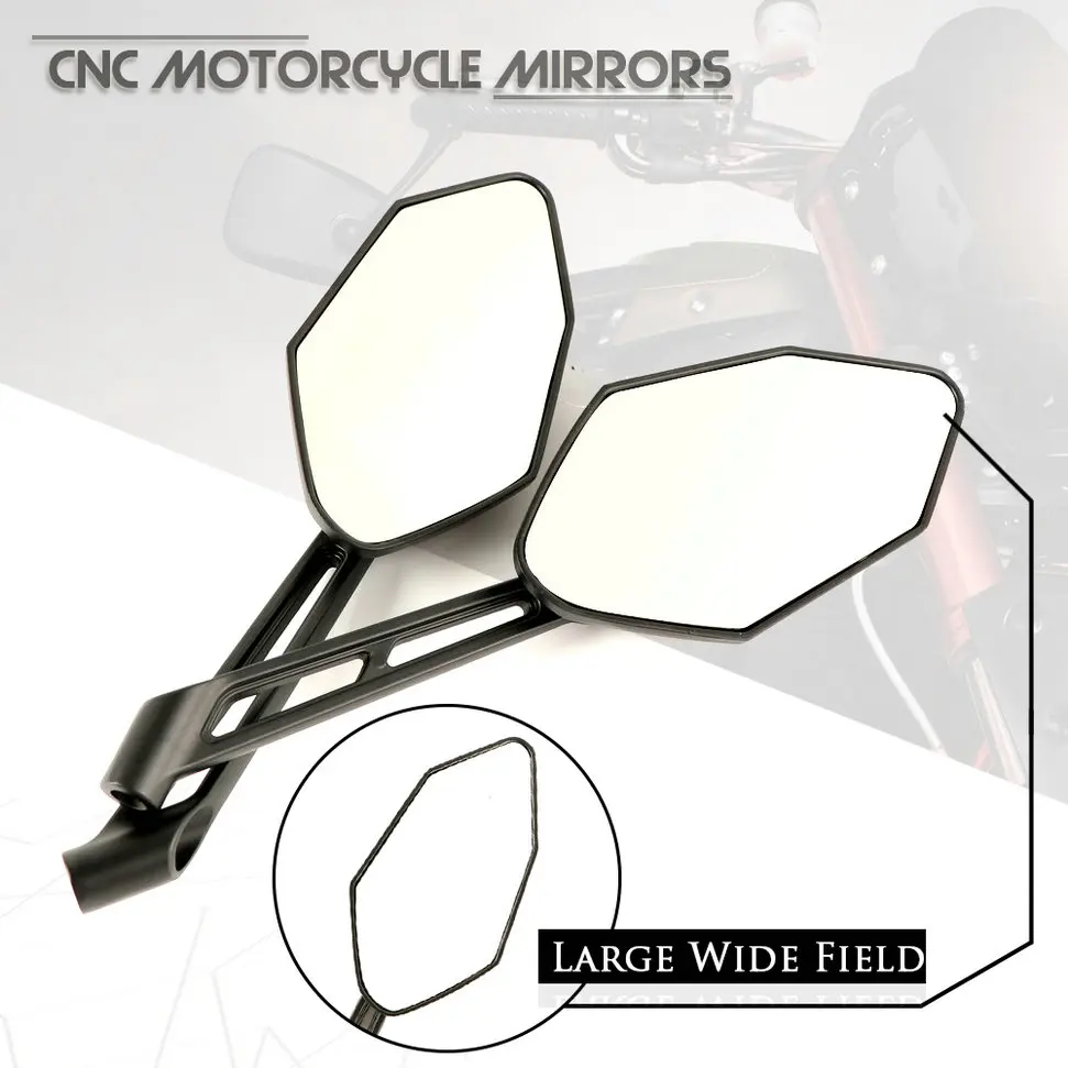 

Universal CNC Aluminum Motorcycle Handlebar Rear View Mirrors Blue Anti-glare/Clear Mirror for Honda Yamaha Suzuki Scooter