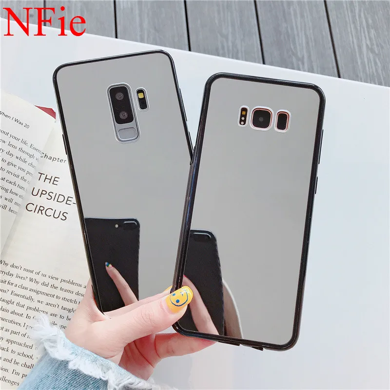 

Acrylic Cover Makeup Mirror TPU Shell Plating Case For Sansung S10 S9 S10E S10plus NOTE9 J730 A70 A50 A30 A6 2018 A720 A520