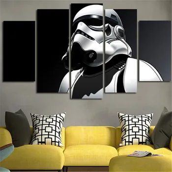 

Modern Canvas Wall Art Painting Modular Pictures 5 Panel Star Wars Home Decor Printed Movie Characters Posters Frame