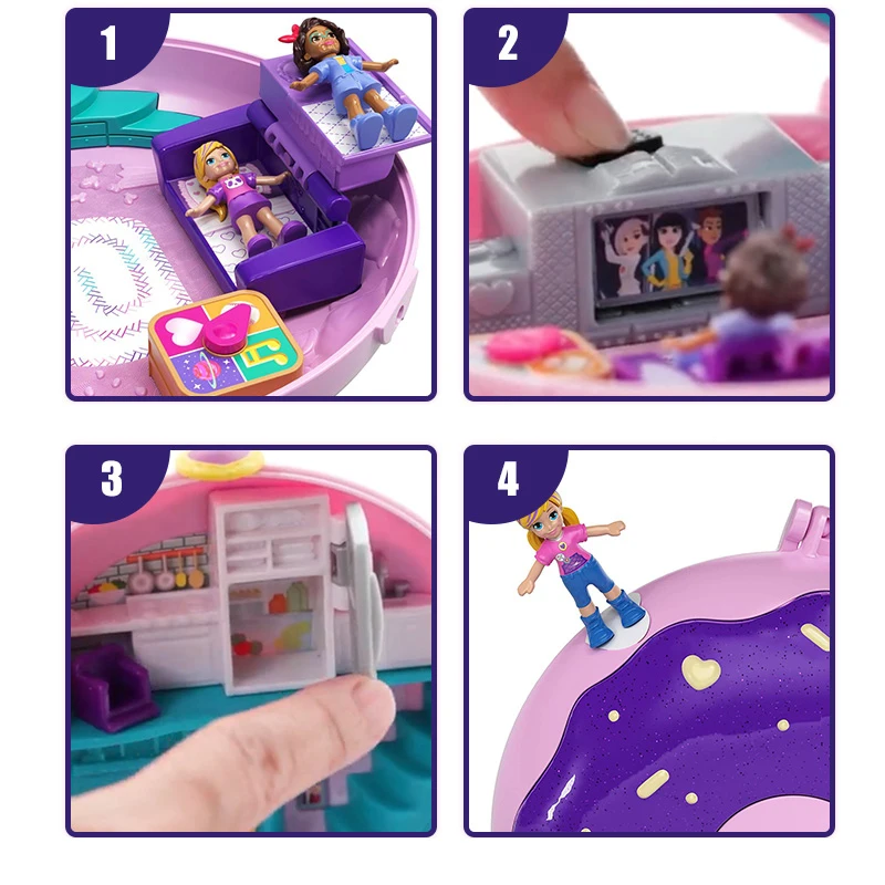 Original Mattel Polly Pocket Doll Hidden World Mini Scene Girls Home Toys for Children Mermaid Kids Toy Nesting Reborn Dolls