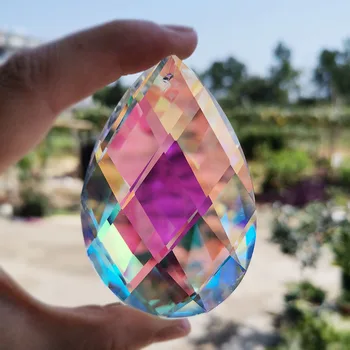 

76mm Crystal Chandelier Prism Suncatcher Hanging Grid Pendant AB Color Lamp Part Home Wedding Window Decor Figurine DIY Ornament