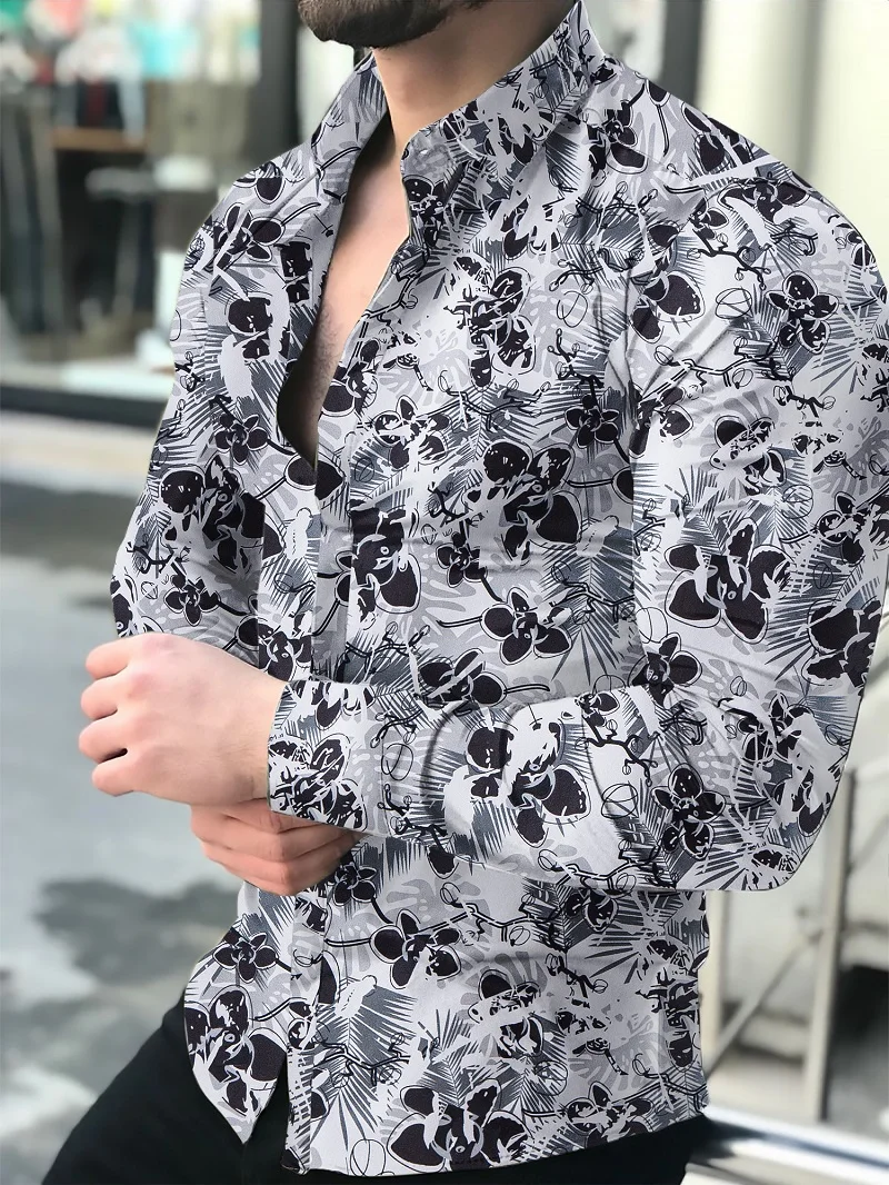 Men's Shirt Long Sleeve Hawaiian Social Luxury Button Up Cardigan Blouses Wholesale 2021Single Breasted Turn-down Collar Broad Men's Shirt Long Sleeve Hawaiian Social Luxury Button Up Cardigan Blouses Wholesale 2021Single Breasted Turn-down Collar Broad