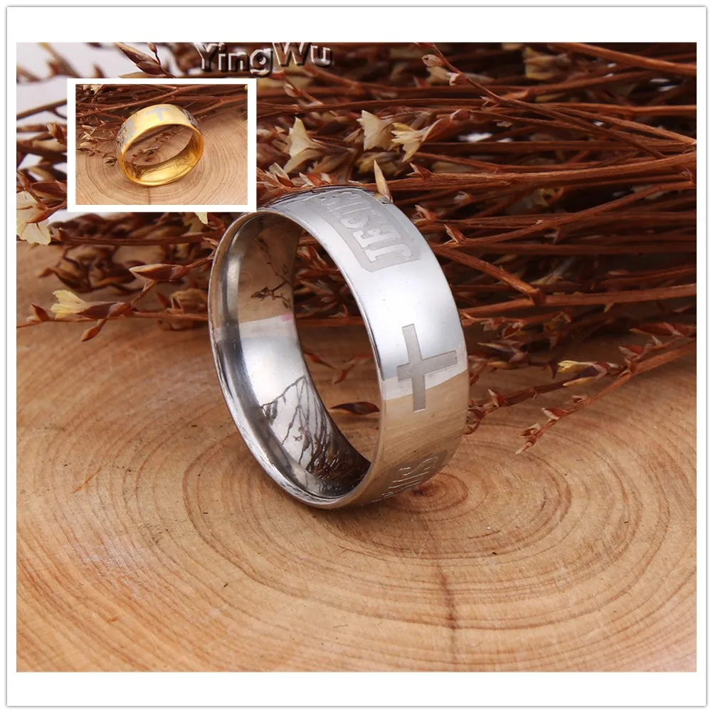 Yingwu Stainless Steel Cross Ring for Mens Womens Christian Jesus Christ Lord Prayer Silver Gold | Украшения и аксессуары