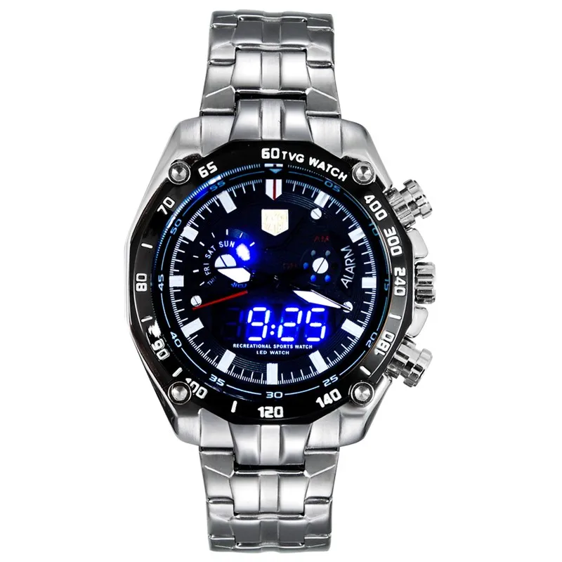 Мужские спортивные часы tvg бренд наручные часы с двойным дисплеем из нержавеющей стали часы для мужчин Милитари mannen часы hombre