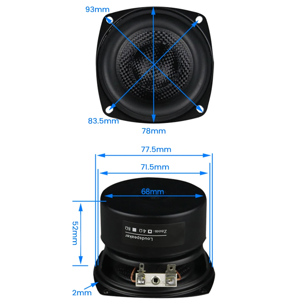 Aiyima-alto-falante de Fibra de Vidro Potência de Alto Curso Alto-falante Home Theater Bass Alto-falante Woofer Hifi Ohm Ohm 50w 1pc - Image 5