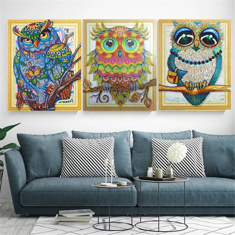 Алмазная вышивка в форме совы стразы для домашнего декора 40х50см 5D новинка