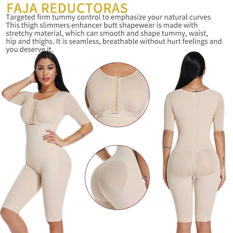 Black Shapewear Skims Witht Middle Sleeves Bodysuit Fajas Colombianas Post  Surgery Bbl Post Op Surgery Supplies Tummy Control