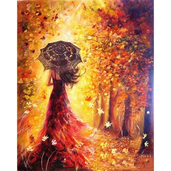 

Painting by Numbers Street Scenery DIY Oil Painting Coloring by Numbers Umbrella Girl Canvas Paint Wall Art Pictures Home Decor
