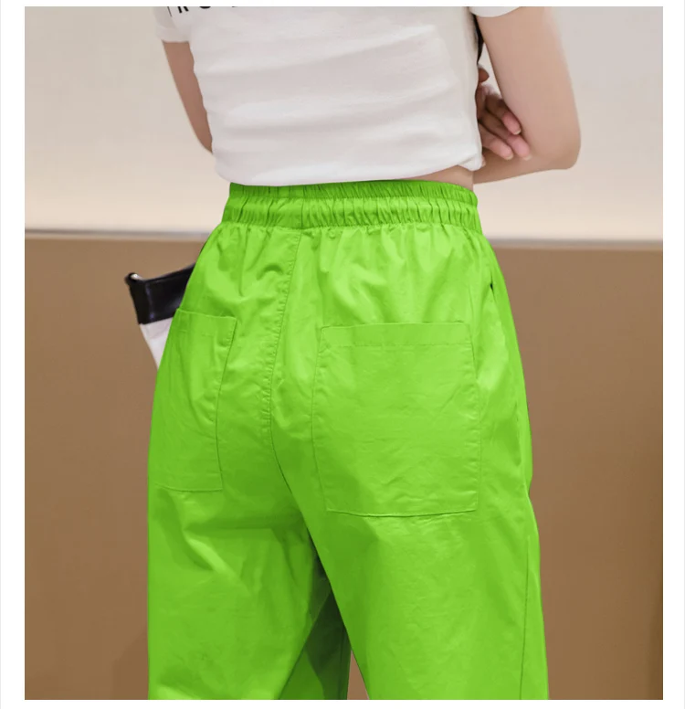 Jielur Trousers Women Solid Color Elastic Waist Candy Color Autumn Pants New Chic Sweatpants Pantalon Femme Roupas Slim Pants