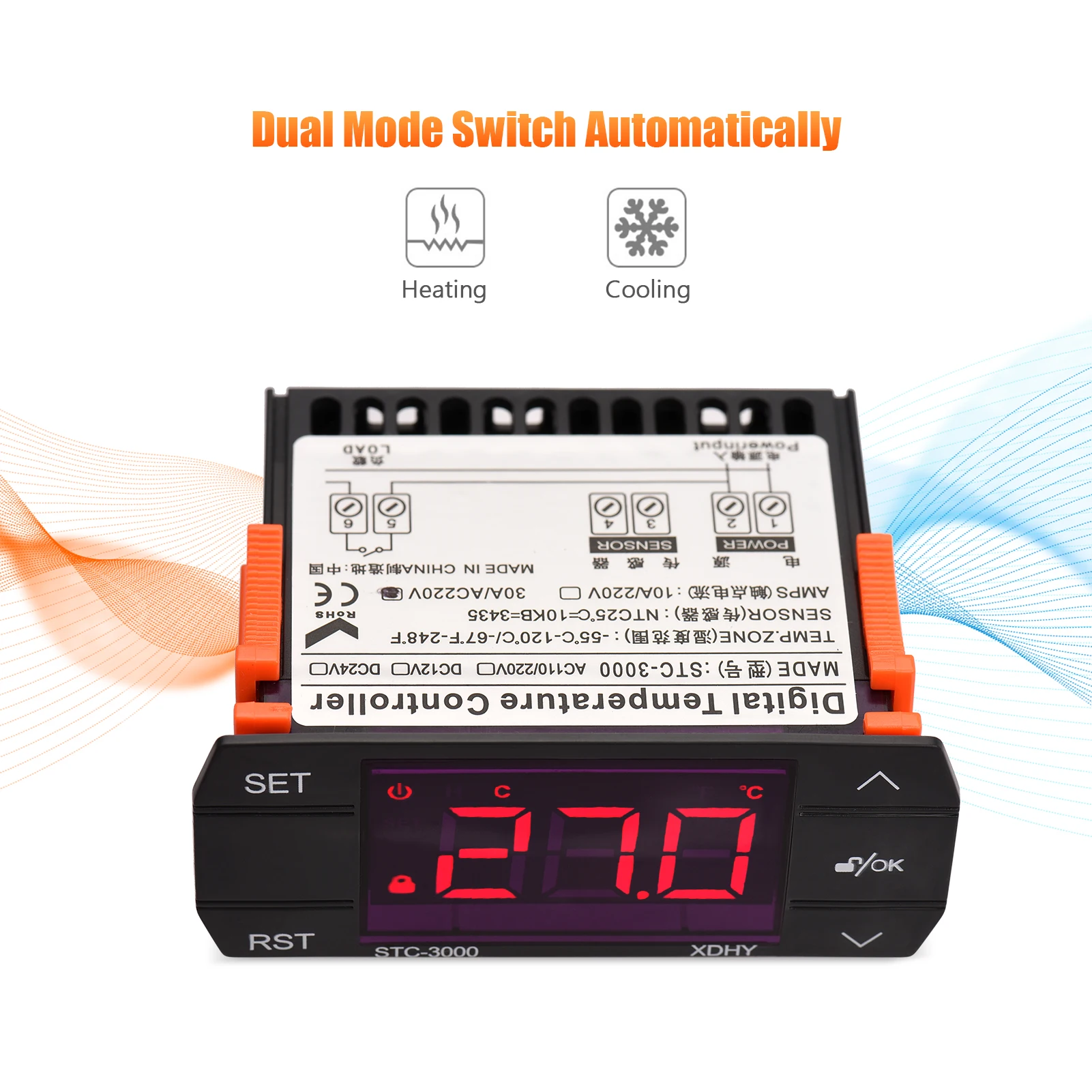 AC 110-220V Digital Temperature Controller STC-3000 Touch Screen ℃ with Sensor 