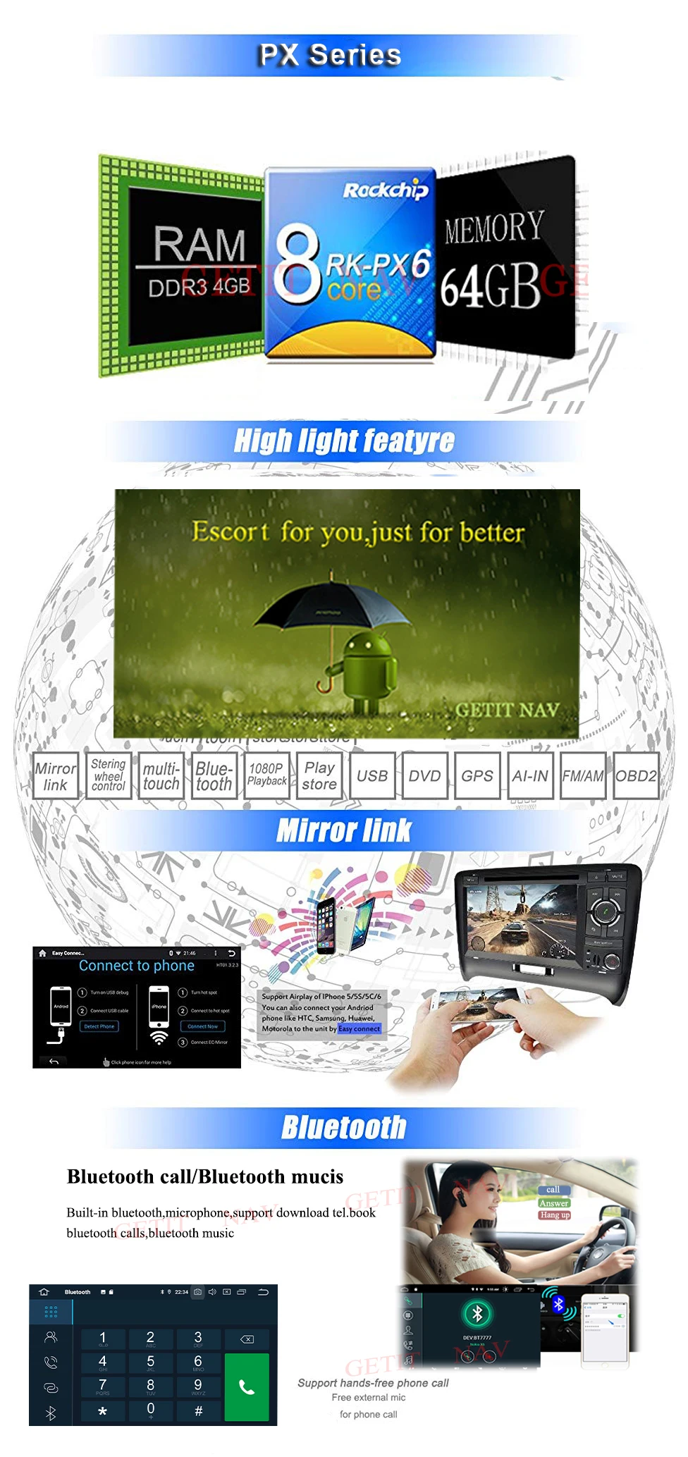 Best PX6 64GB Rom Android 9.0 car DVD multimedia player for BMW E90 E91 E92 E93 318 320 325 with gps navigator dvd player 3