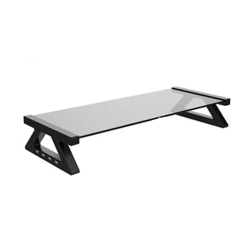 

USB2.0 PC Monitor Stand Tempered Glass Laptop Stand Keyboard Mouse Storage Slot for Computer NK-Shopping