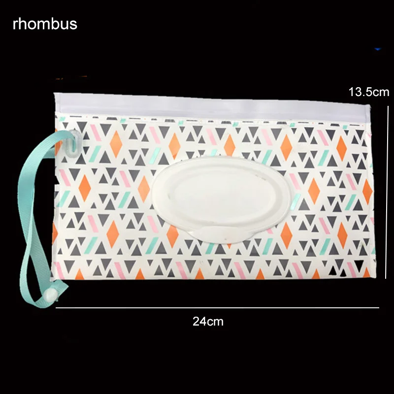rhombus Экологичная коробка для детских салфеток с ремнем-защелкой, портативная раскладушка, косметичка, мешок для влажных салфеток, контейнер для салфеток, легко носить с собой, чистые салфетки - Цвет: rhombus