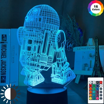 

3D Led Night Light R2 D2 Robot Nightlight for Children's Bedroom Decoration Light Star Wars Robot R2D2 Table Lamp 3D Illusion