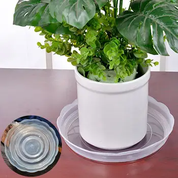 

10Pcs 14/16/18/20/24cm Plastic Clear Home Garden Flower Pot Planter Tray Saucers able to protect surfaces from water leaking .