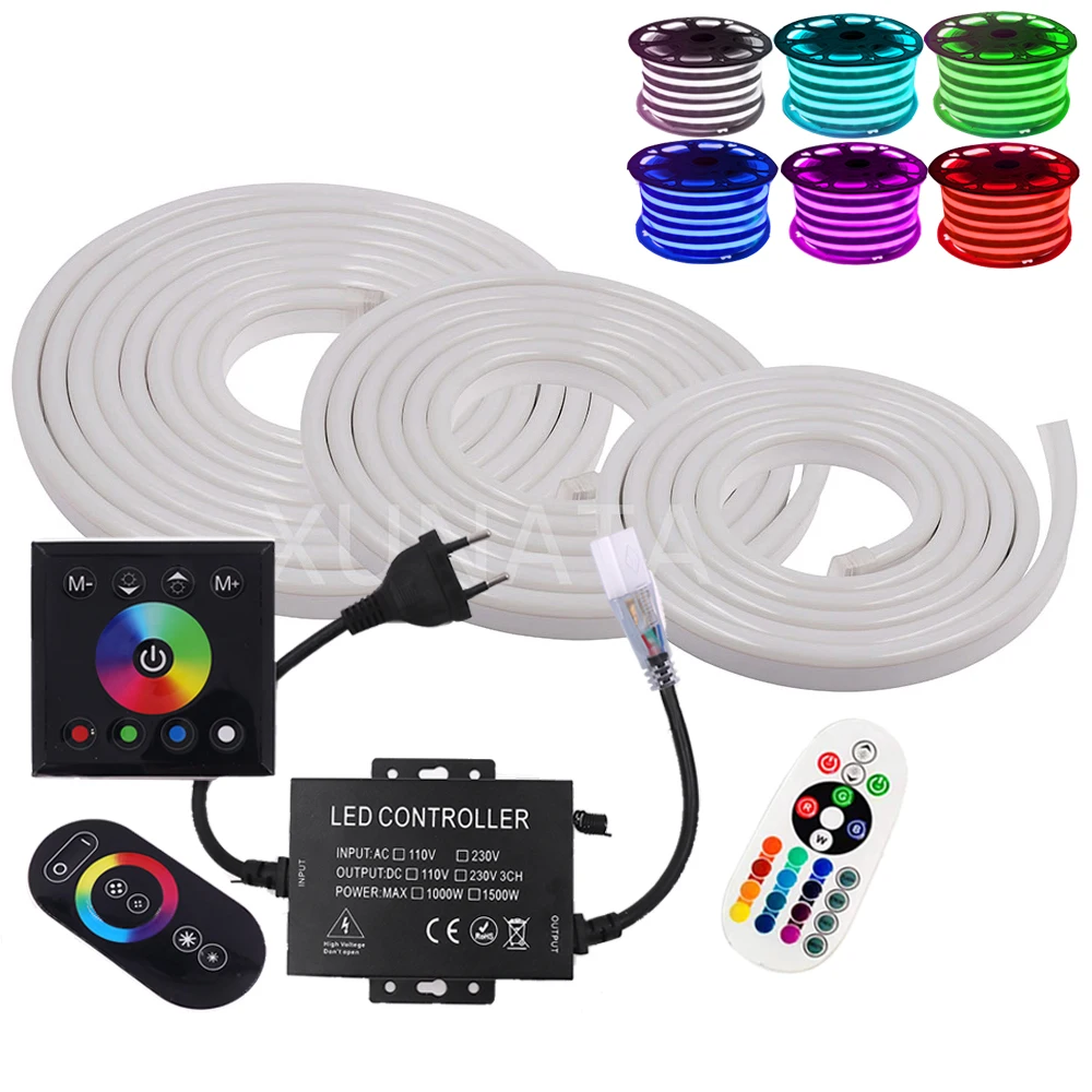 220V RGB LED Neon Strip Light 5050 2835 120Leds WiFi RGB Neon Sign Flexible Neon Tube Waterproof Rope Light White Warm White 5v 2835 neon lights sign with switch 6x12mm 120leds m flexible led strip dimmable usb battery power waterproof led tape lamp