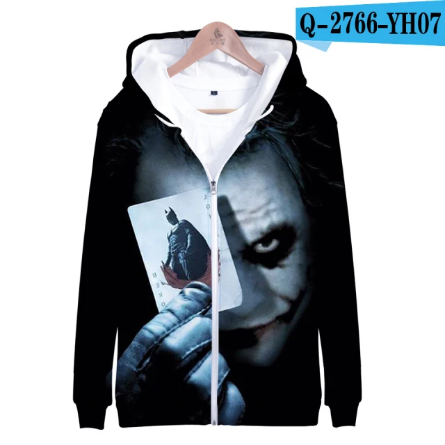 HAHA Joker толстовки на молнии для мужчин s Хэллоуин сумасшедшая улыбка толстовки с капюшоном для мужчин/женщин Suicide HAHA худи с изображением Джокера куртка на молнии пальто - Цвет: 3dLL-308-03