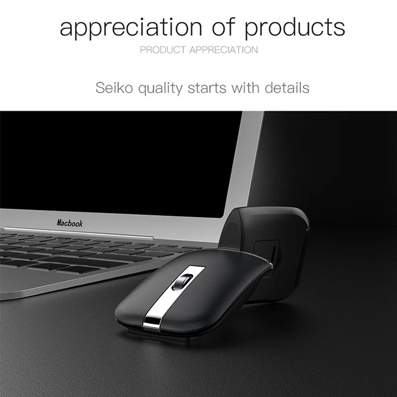 Rato Rotativo Ultra-fino sem Fio Recarregável Bluetooth Ergonômico Silencioso Computador para Mac Tablet Macbook Laptop Jogos Escritório - Imagem 3