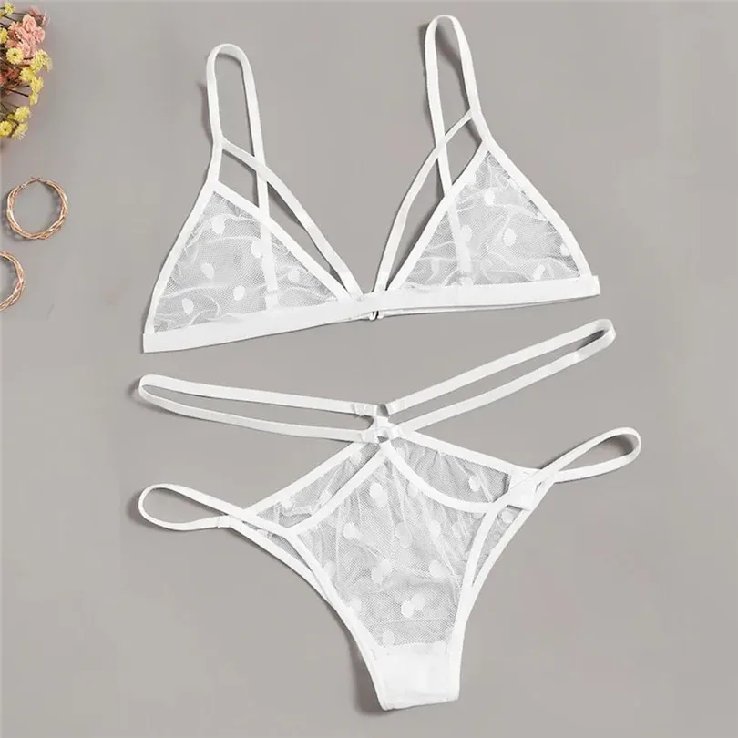sex shop micro bikini Fashion Women Sexy Lace Halter Backless Bra Thong Sleepwear mysterious sexy Lingerie Set S-2XL #3S23 (4)